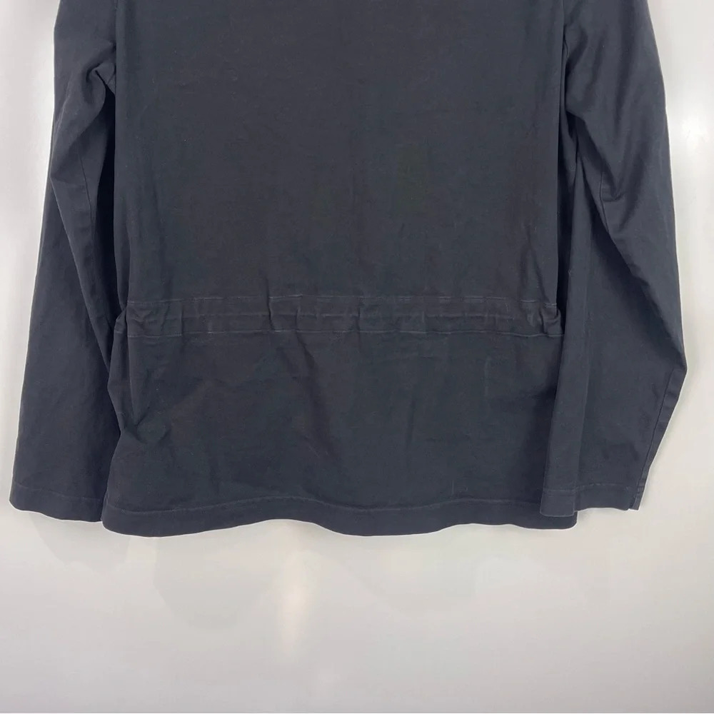 Eileen Fisher Black Cotton Zip-Up Utility Jacket Women's XS Pockets Cinch Waist - Picture 9 of 10